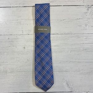 Michael Kors Blue Yellow Checkered Men Skinny Tie